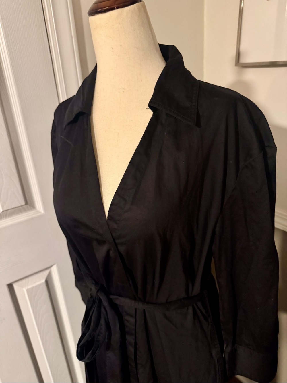 Zara Poplin Shirt Dress Cotton Maxi Shirt Dress in Black Size Medium - Picture 3 of 7